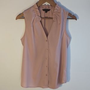 Rose Sleeveless Blouse with Ruffle Collar